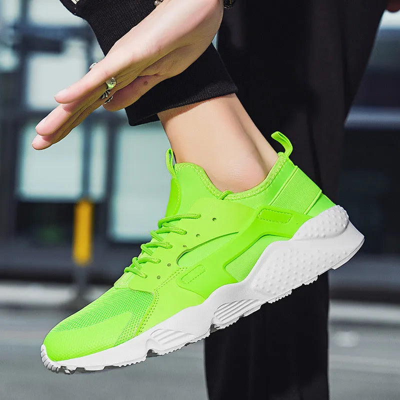 Men's mesh low top casual shoes with cross shoulder straps in fluorescent colours