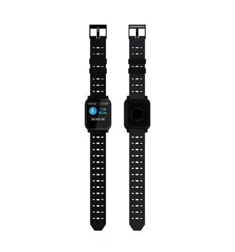 A6 smart bracelet with colour screen and black silicone strap on a wrist, showing fitness data.