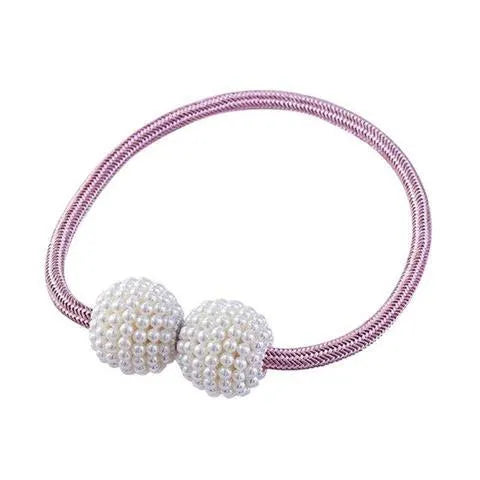 Magnetic curtain tiebacks with pearl beads in Beige, Coffee, Gray and other colours, holding curtain fabric back