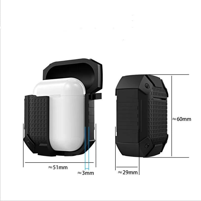 Silicone protective case for AirPods in black, red, blue, and royal blue colours.