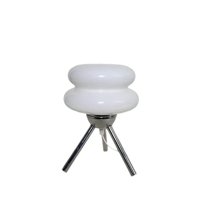 Glass desktop table lamp with burger night light design, socket powered, modern minimalist geometric lamp for bedroom or desk