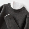 Men's round neck solid colour pullover sweater in slim fit, viscose blend, available in black
