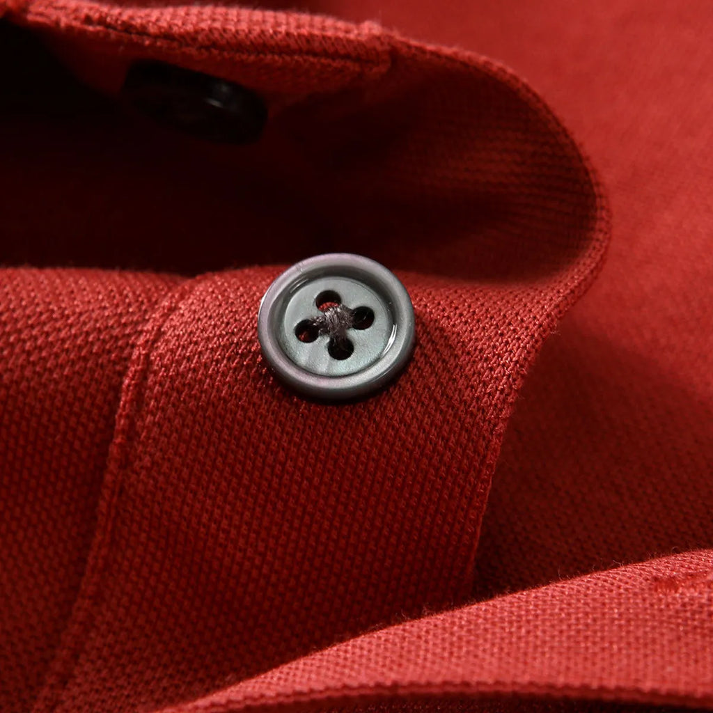Short-sleeved lapel collar T-shirt in cotton mulberry silk blend fabric with mosaic detailing