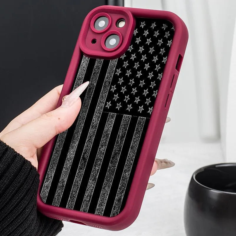 Drop-resistant all-inclusive TPU phone case for iPhone in antique white, cold brown, mustard green, wine red.
