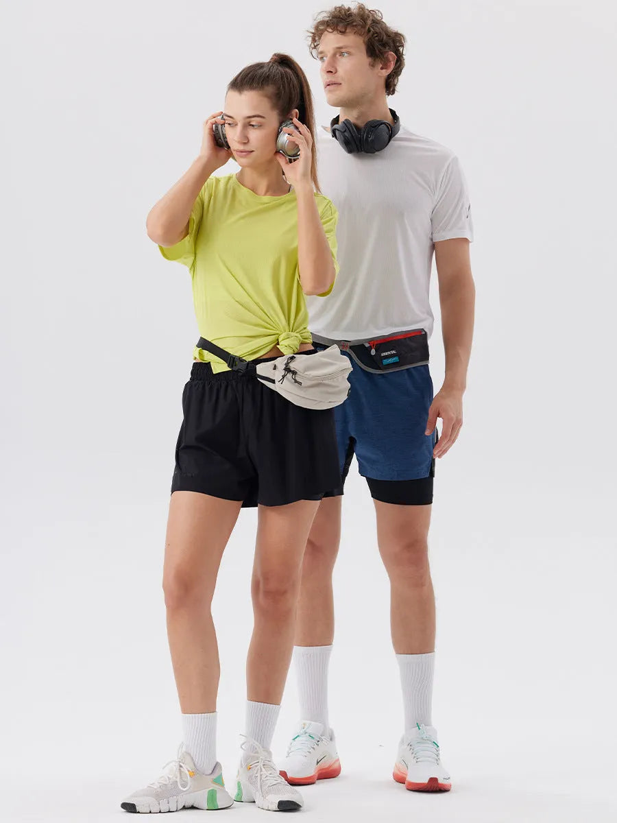Men's straight cut nylon sports shorts with micro elasticity in turmeric yellow colour