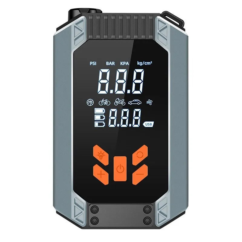 Car wireless inflatable start power all-in-one machine ABS 14.8V with hose, adapters, and digital display