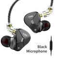 Black in-ear headset with 3.5mm plug and optional microphone for mobile phones