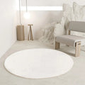 Round thickened fleece polyester fibre carpet floor mat, machine washable, with non-slip dot or cotton sole, 60cm to 200cm.