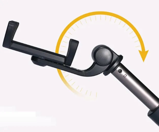Aluminium Bluetooth selfie stick with remote control and tripod bracket extended with smartphone attached