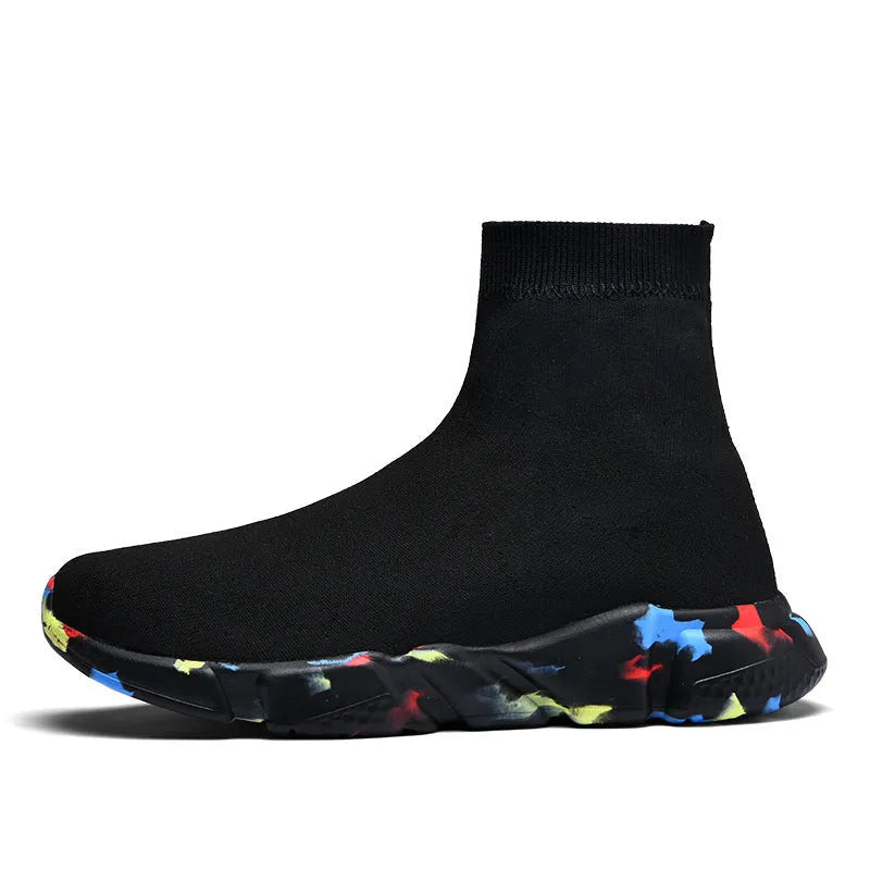 Old Beijing women's cloth shoes with elastic sock fit, high upper, sheep suede and mesh, viscose sole, black and camouflage options, sizes 35-44