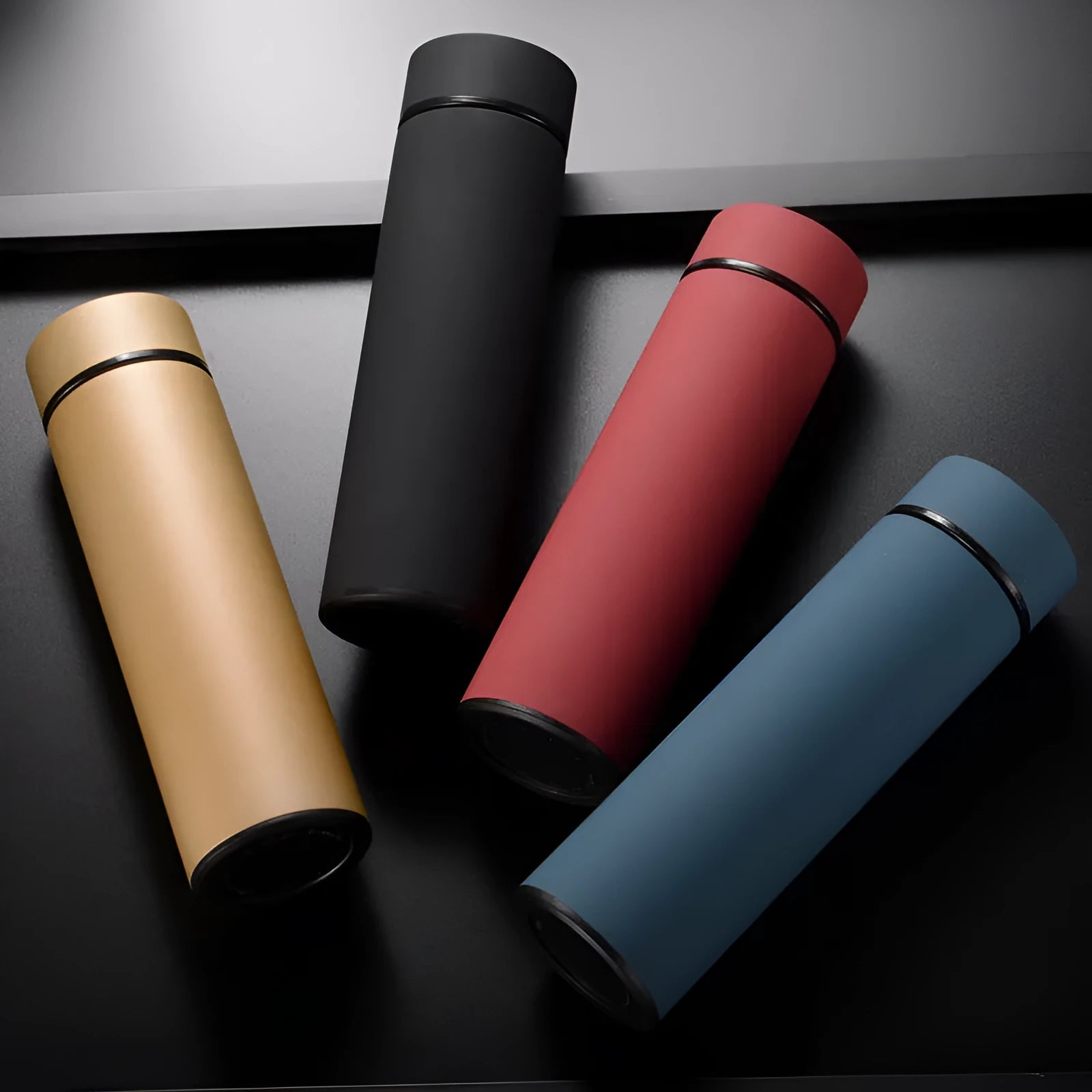 450ml stainless steel vacuum flask in black, red, gold, or blue with arrow-shaped mouth