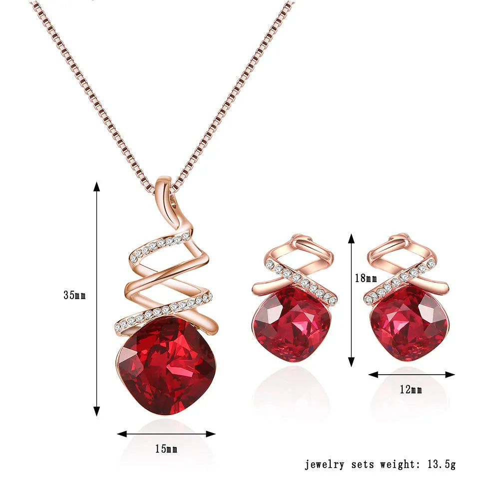 Women's bridal jewellery set with adjustable alloy necklace and matching earrings.