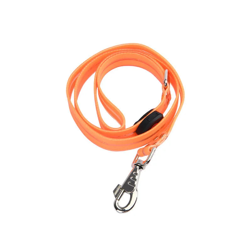 LED pet collar and hand holding rope in orange, blue, yellow or black, silk screen material, pet supplies