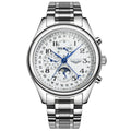 Men's mechanical perpetual calendar watch with moon phase display on 41mm case