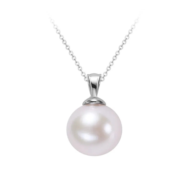 S925 silver freshwater pearl necklace with 11-12mm white Edison pearl pendant on 45cm chain