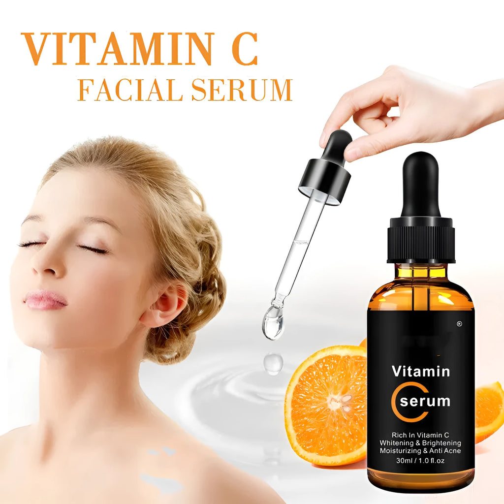 30ml Vitamin C facial essence bottle for brightening and nourishing, suitable for all skin types