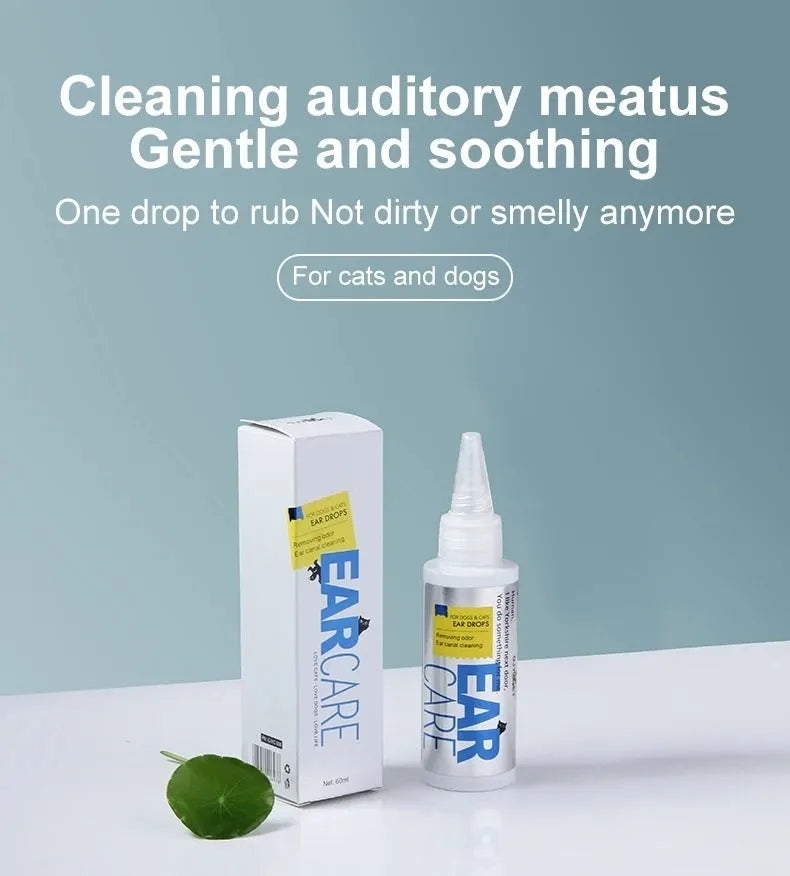 GJYC PET Ear Cleansing 60ml bottle of clear liquid ear drops for pets