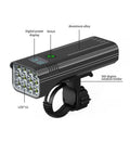 Black KX12DF digital display bicycle headlight with aluminium alloy body mounted on a handlebar bracket.