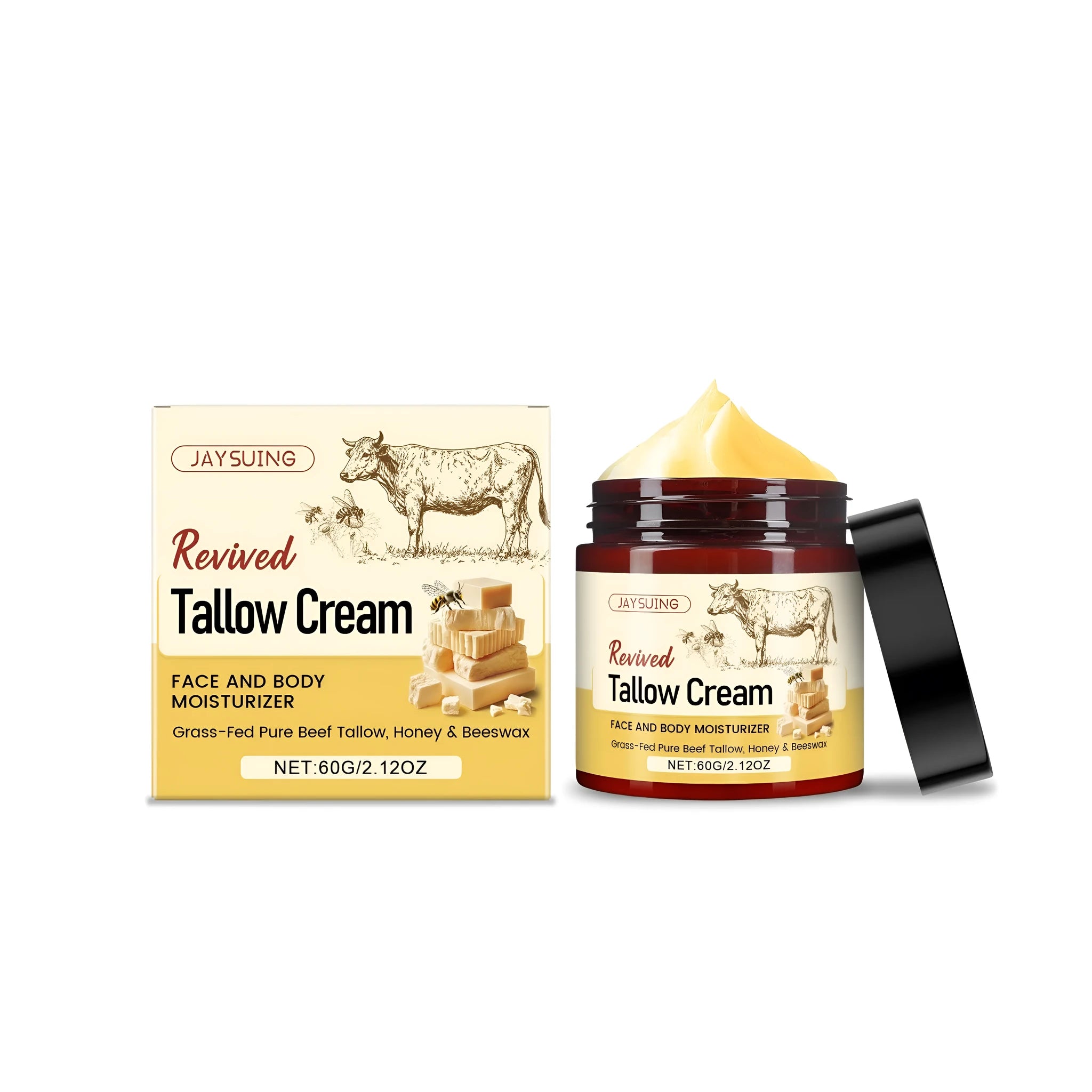 60g jar of Revived Tallow moisturising face cream with beeswax and olive oil