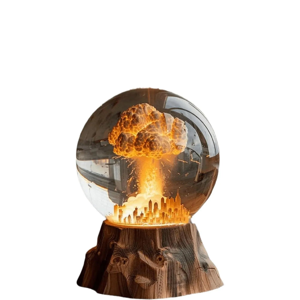 Atomic Bomb Explosion Lamp, 3D mushroom cloud LED night light in hand-painted resin, 15 x 8cm