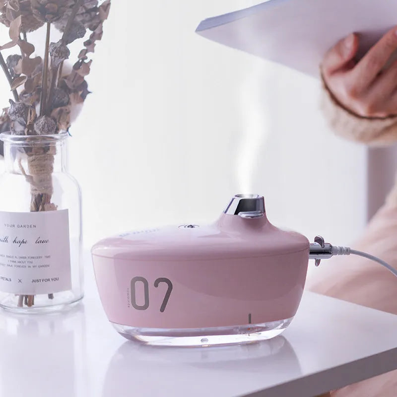 USB mini portable air purifying humidifier in green with nano atomization mist
