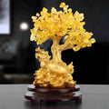 Citrine-coloured resin small water turtle money tree Feng Shui ornament.