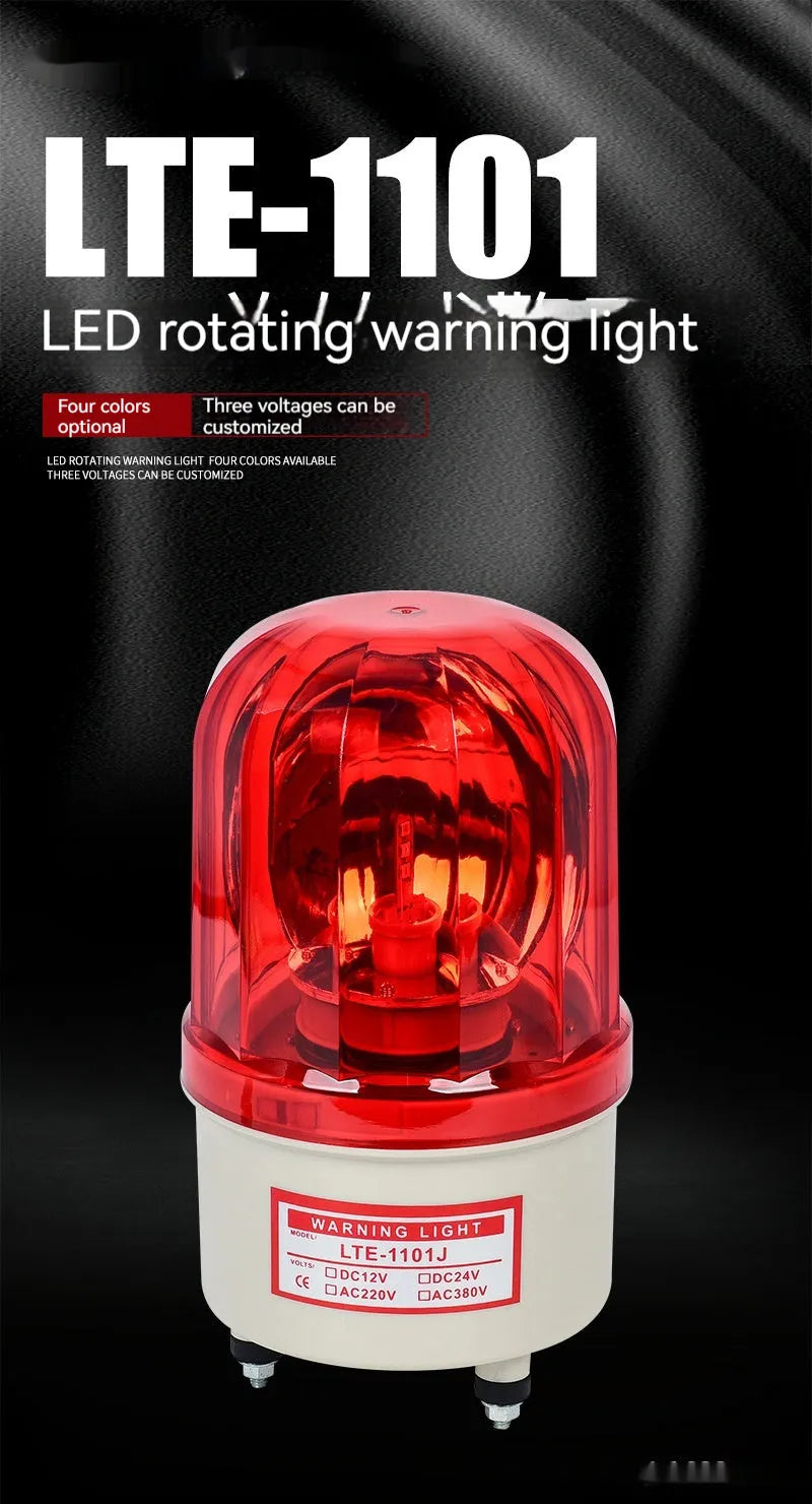 LTE-1101J industrial warning light with rotating red/yellow/green dome and sound alarm