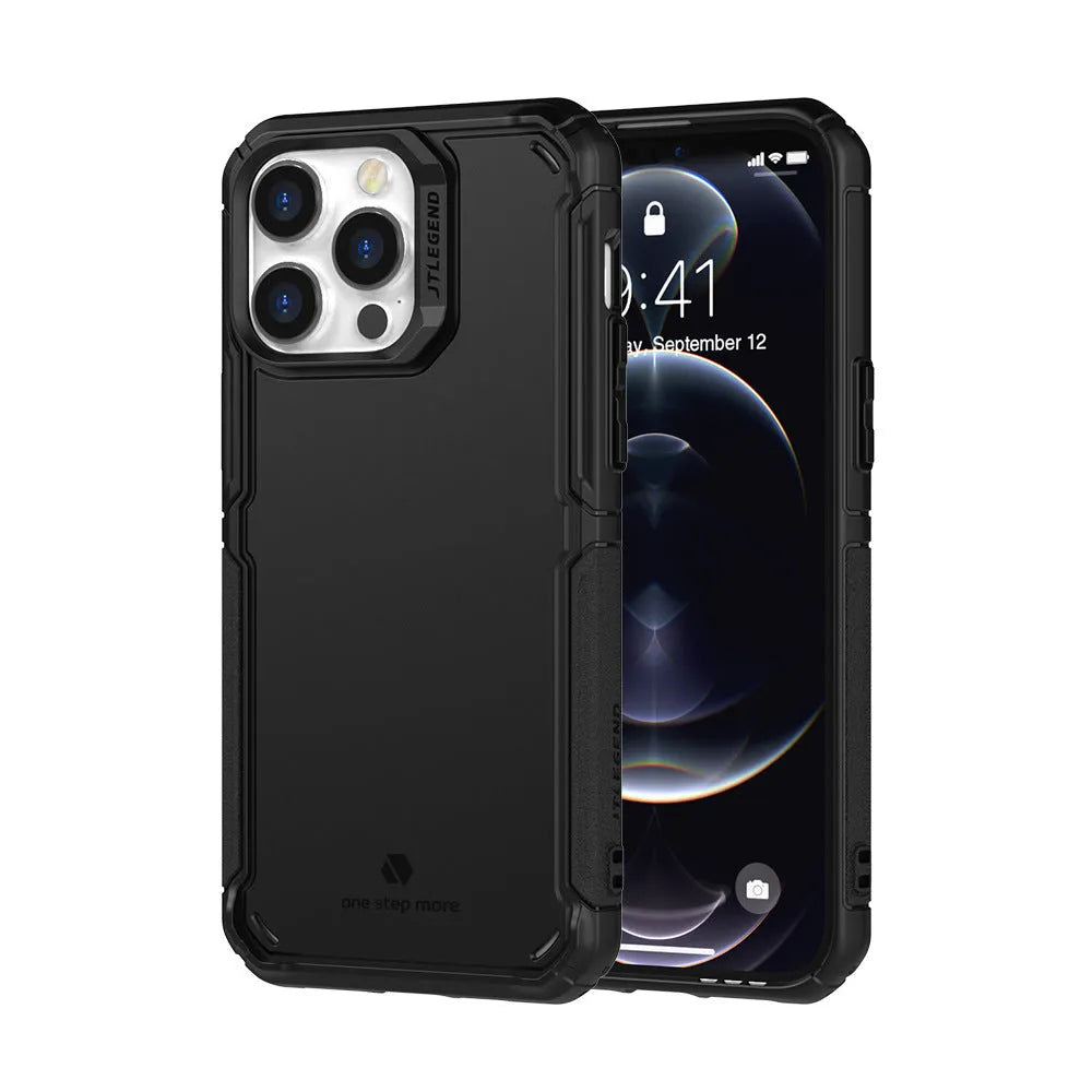 Military regulations fall-proof TPU PC back cover case for iPhone 14 series in black