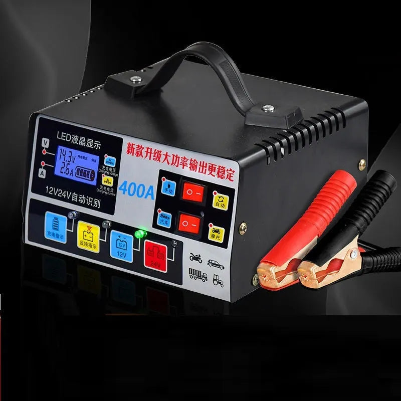 Liuxian 400A fully automatic truck battery charger, 12V/24V, 400W, black, EU plug