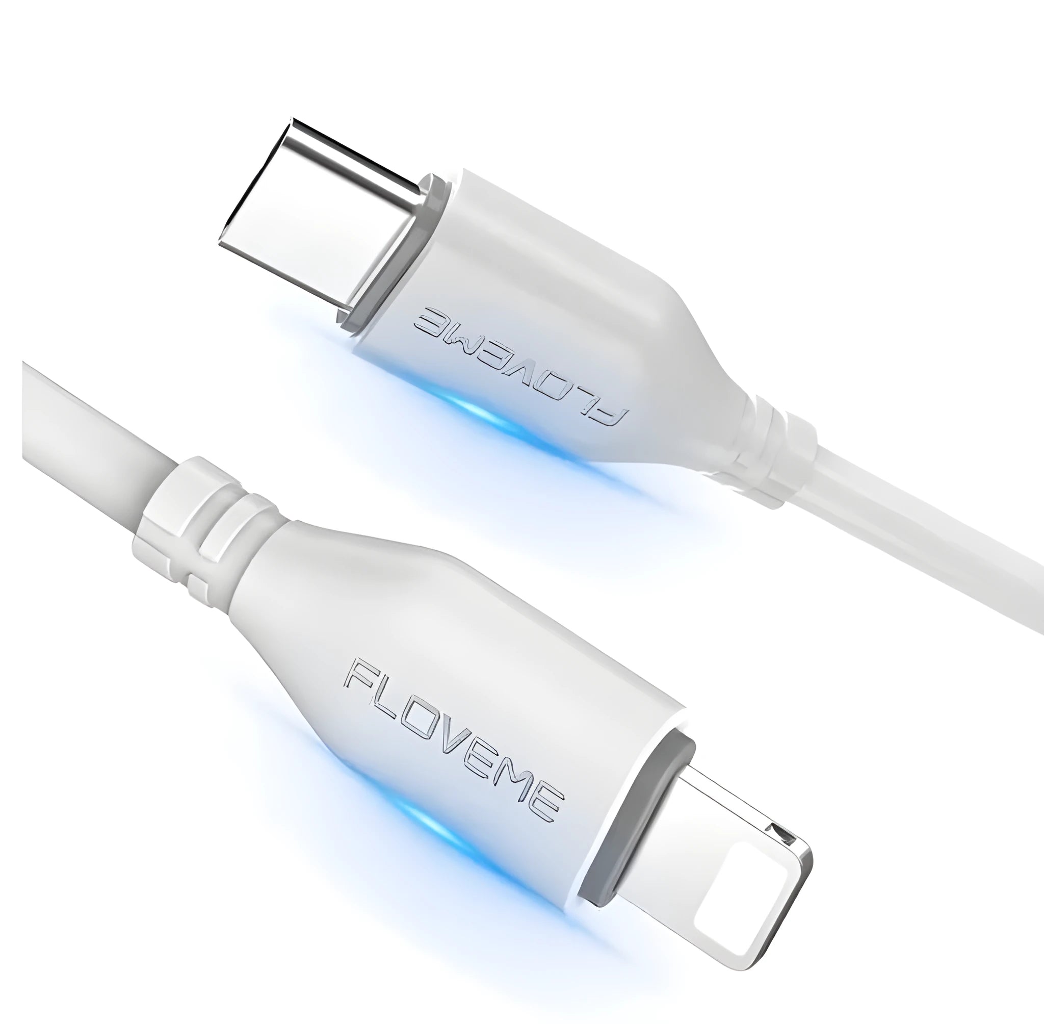 White USB-C to Lightning cable for iPhone charging and data transfer