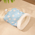 Blue rabbit patterned diablement pp cotton cat sleeping bag nest, 50cm by 40cm.