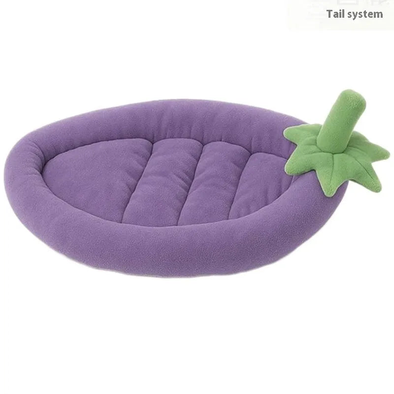 Brown removable washable dog mat with non-slip base, sized for a medium dog, on a wooden floor.