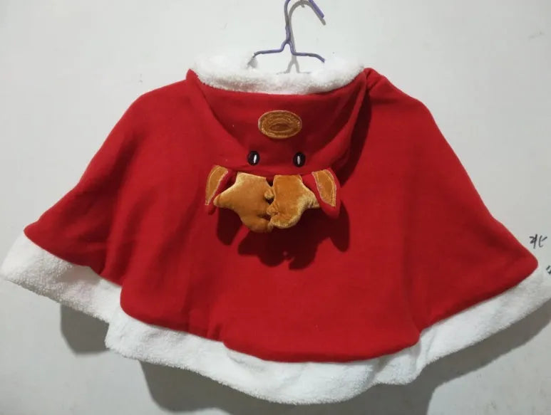 Reindeer poncho Christmas cloak costume for children, suitable for heights 80cm to 160cm, eight size options available.