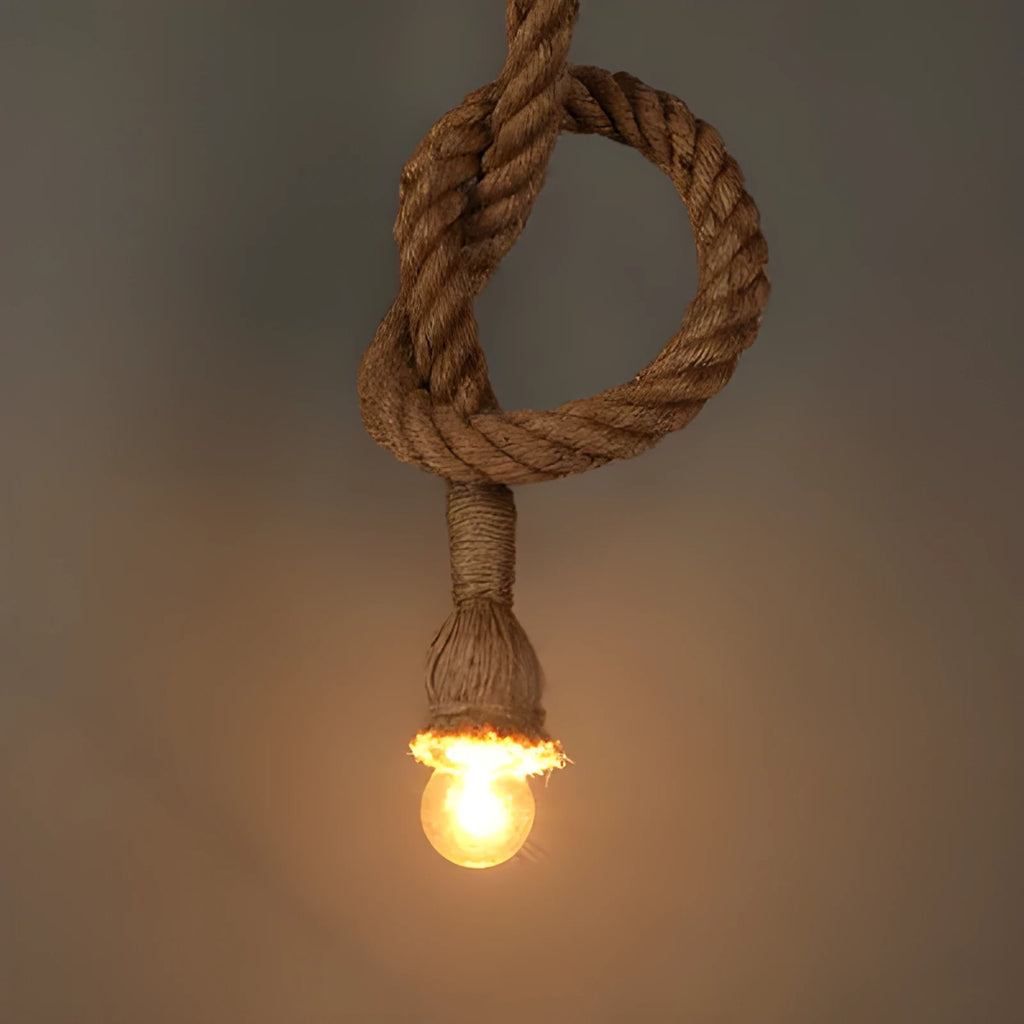 Braided hemp rope chandelier, 3m single head, 220V retro ceiling light for living room, bedroom, restaurant