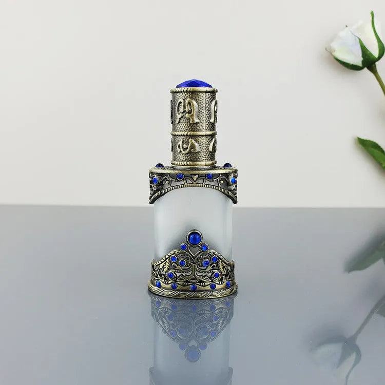 12ml vintage glass bottle with electroplated metal straw for pigment or essential oil