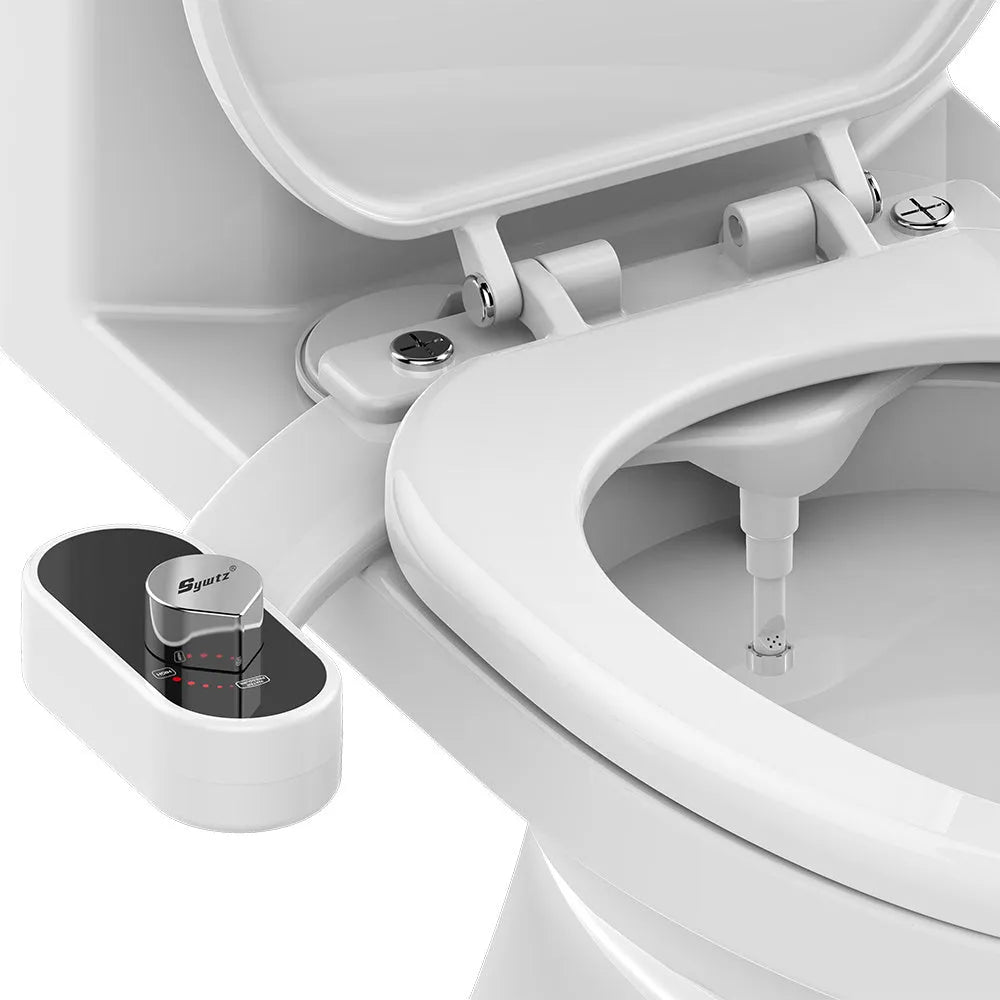 Self-cleaning bidet toilet spray attachment with dual nozzles and heated seat