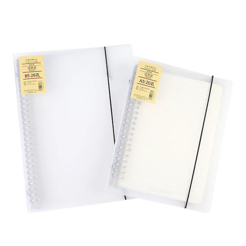 A5 26-hole looped binder notebook with matte PP cover and horizontal line pages