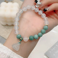 Women's retro Chinese style agate lotus seedpod bracelet in Burma jade colour