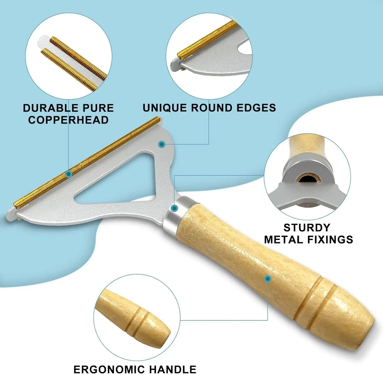 3-piece pet hair remover set showing metal lint shaver, silicone brush, and round ABS/TPR cleaner on a fabric surface.