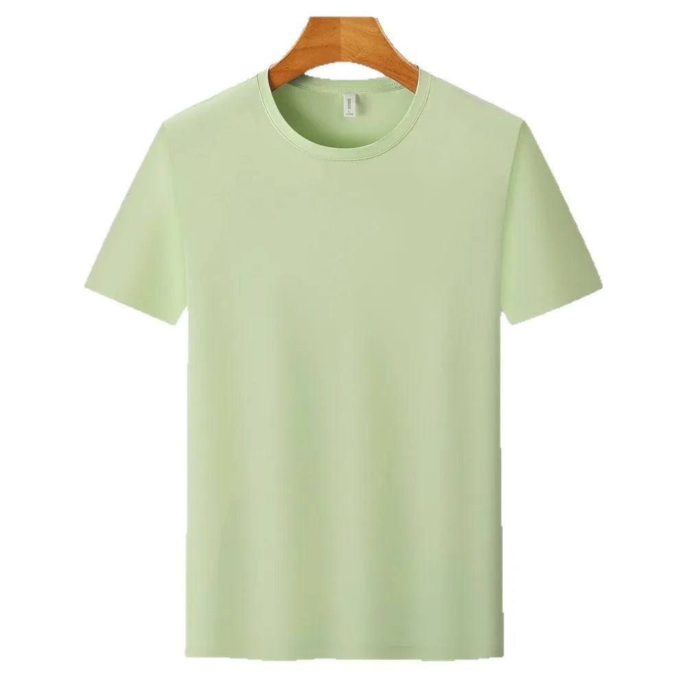 Men's ice silk quick-dry t-shirt in slim fit with short sleeves available in five solid colours