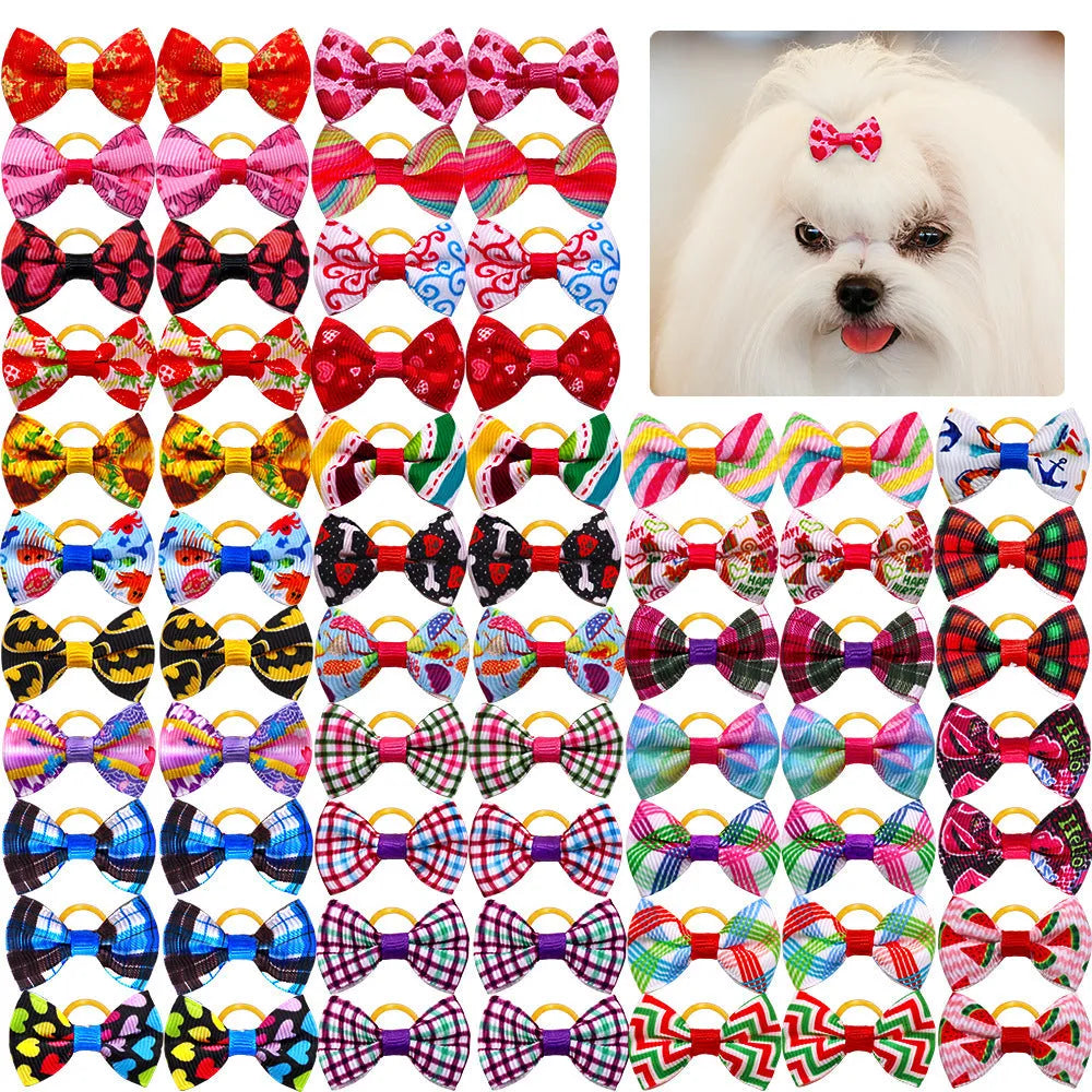 Cloth pet head plaid bow accessory in British style, single head flower with random colour.