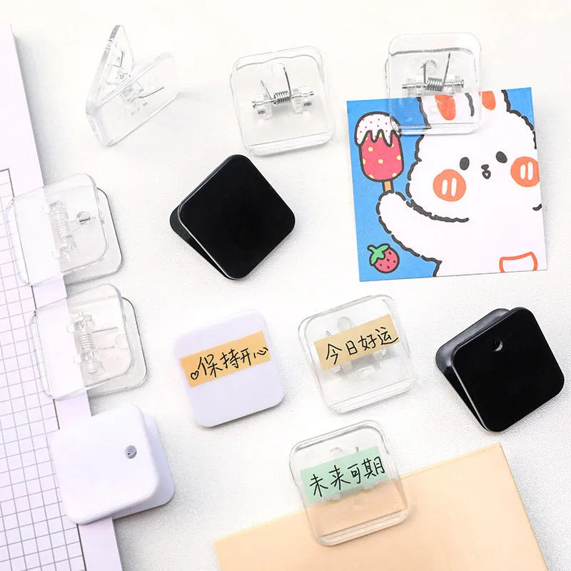 Small square plastic photo note holder in black, white or transparent colour