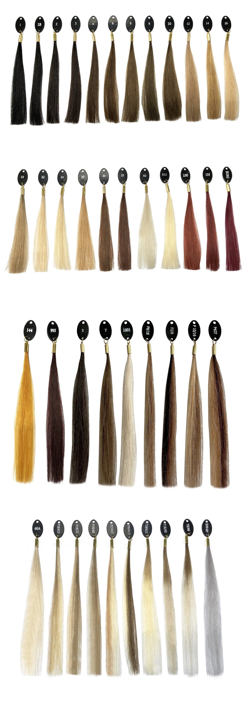 Hand-woven human hair colour board for hairdressing, available in 31, 42 or 48 colours