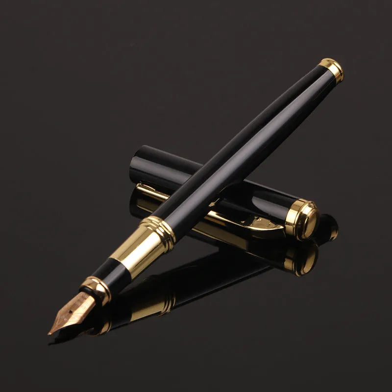 Metal shell ink pen with 0.5mm Yijin nib in red or black colour options for office and student writing
