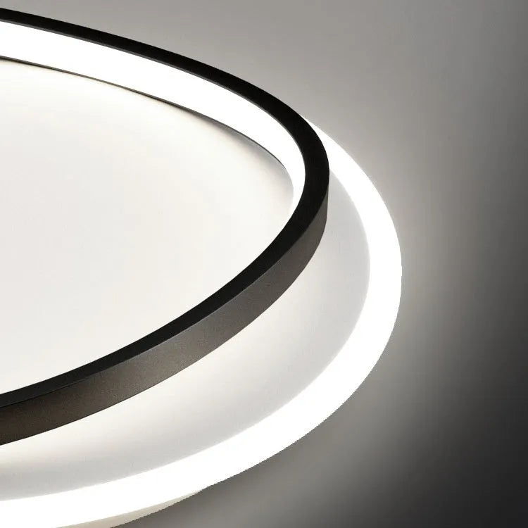 Round ultra-thin bedroom ceiling lamp 50cm in black finish with full spectrum LED