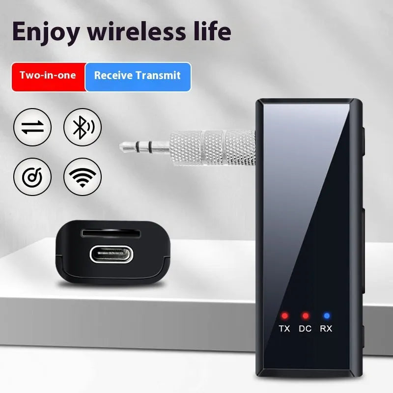 T22 3.5mm Bluetooth 5.4 two-in-one audio receiver and transmitter adapter with plug and play design