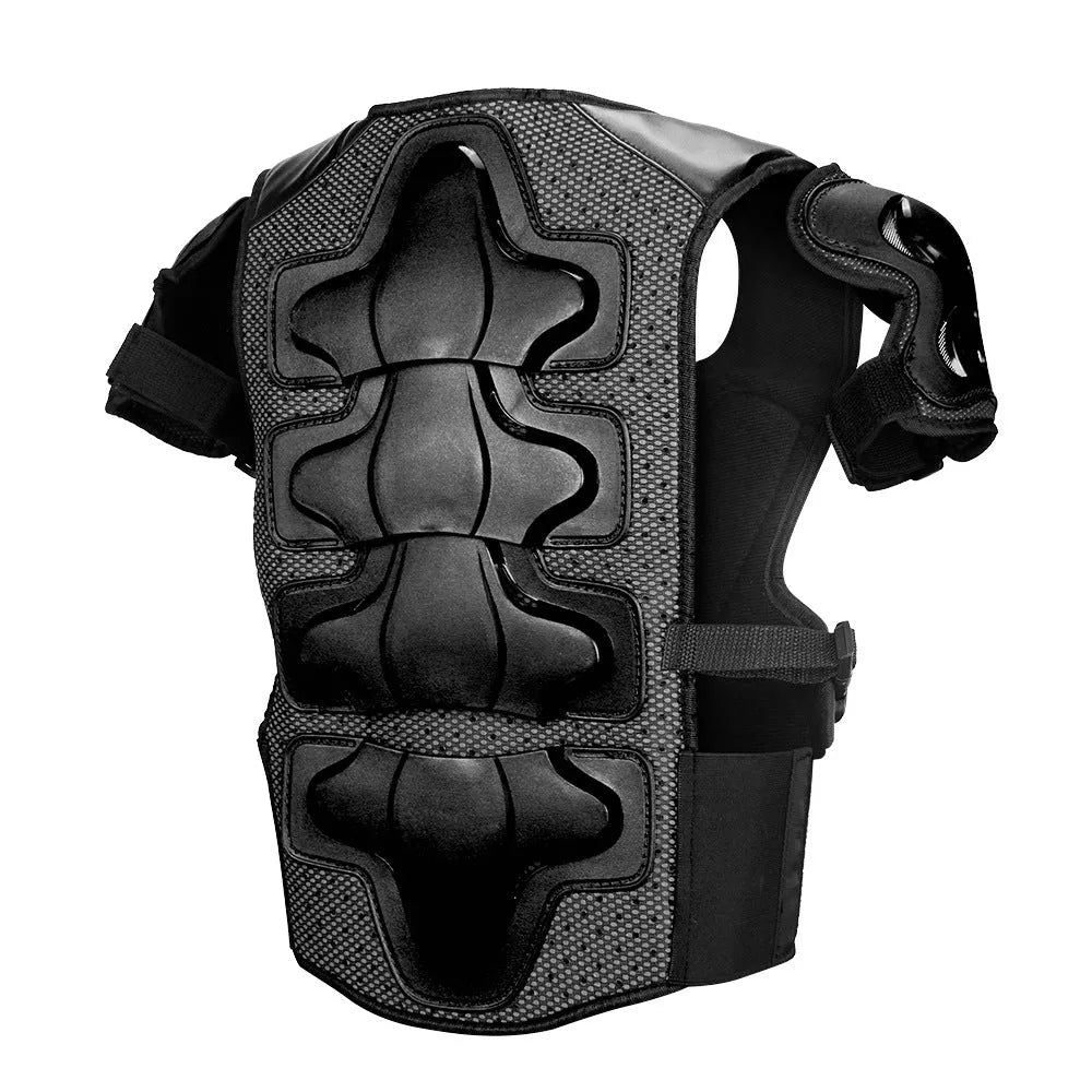 Children's five-piece motorcycle armour set in black, red, blue, orange, or green, free size