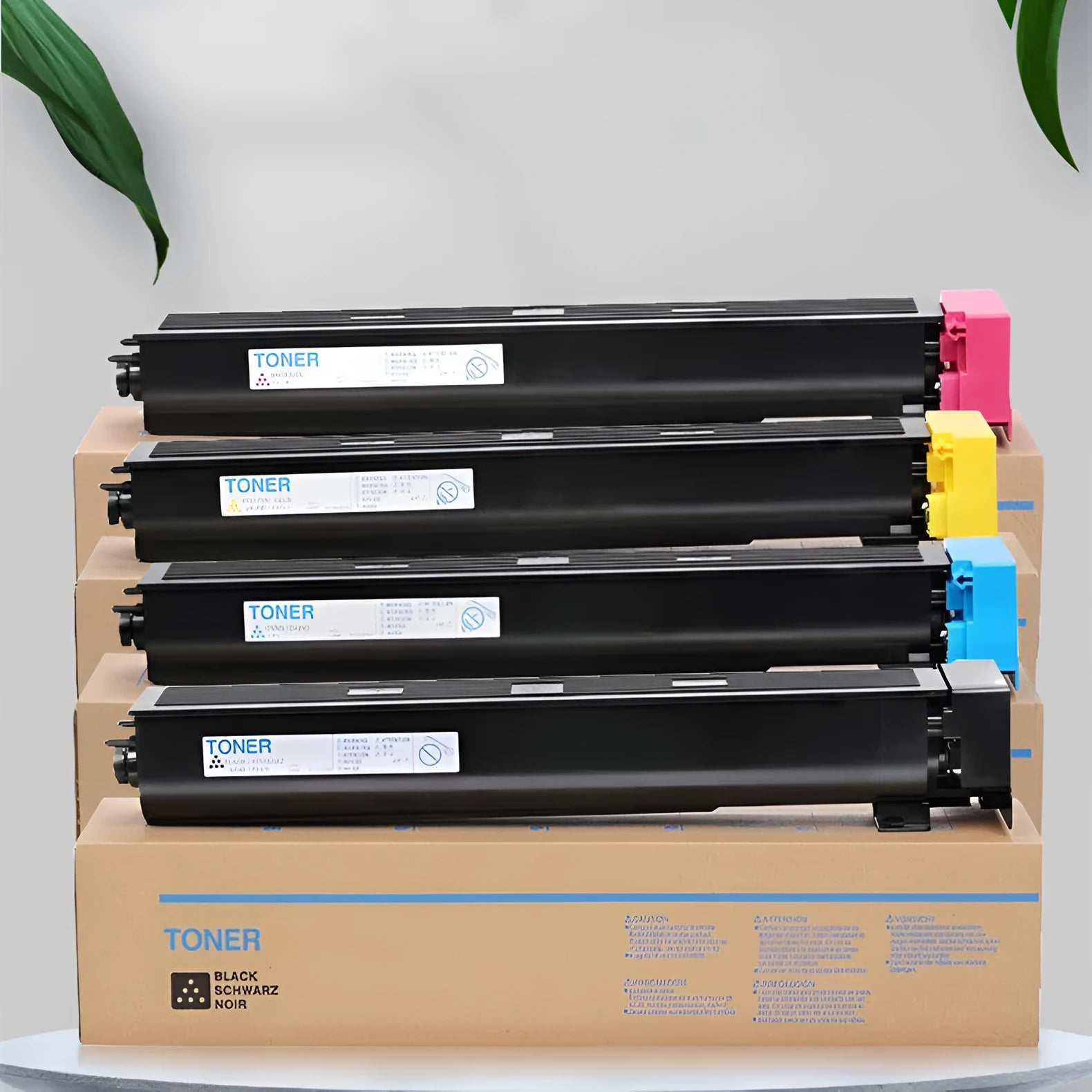 Sharp copier toner cartridge kit with black, cyan, yellow, magenta toners, drum units, and development chamber.
