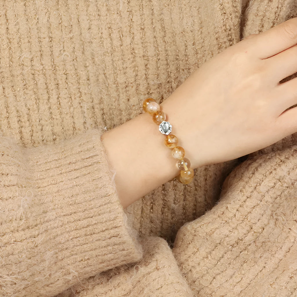 Citrine crystal bracelet with geometry design in 10mm size