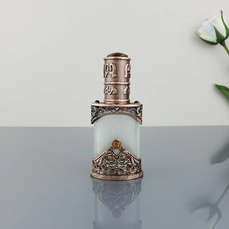 12ml vintage glass bottle with electroplated metal straw for pigment or essential oil
